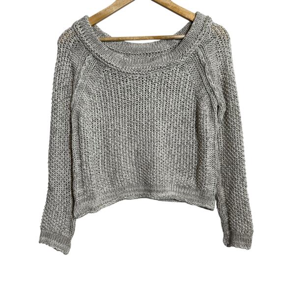 Free People Sweaters - Free People Gray Loose Weave Cropped Sweater - Size XS